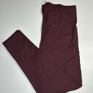 Old Navy Womens Large LOT OF 2 Leggings Beige Capri &‎ Burgundy Angle Length New
